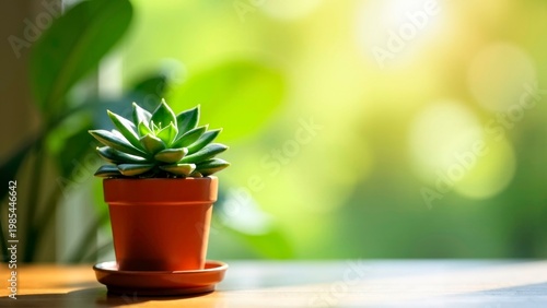 Small succulent plant in terracotta pot