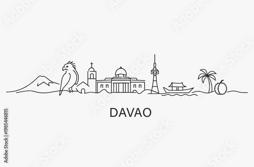 Flat Design one line without breaking the Davao city.