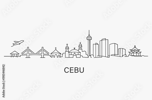 Flat Design one line without breaking the Cebu city.