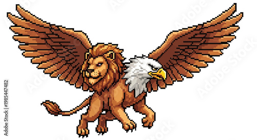 Mythical Creature Griffin Lion Eagle Hybrid Majestic Wings.