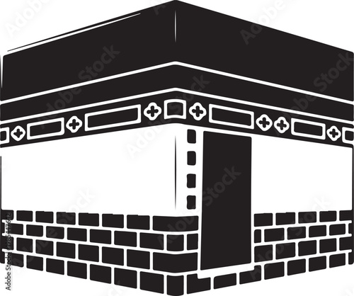 Kaaba in mecca vector design illustration, kaaba islamic building for hajj and umrah, muslim mosque building.