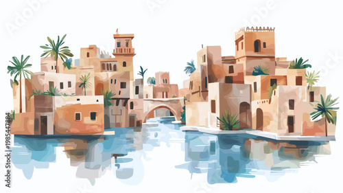 Cyrene. Cyrene hand drawn watercolor illustration on white background