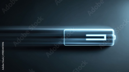 An electric battery charging up with a neon glow