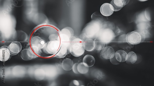 Defocused city lights bokeh with a circular highlight and a single bright dot