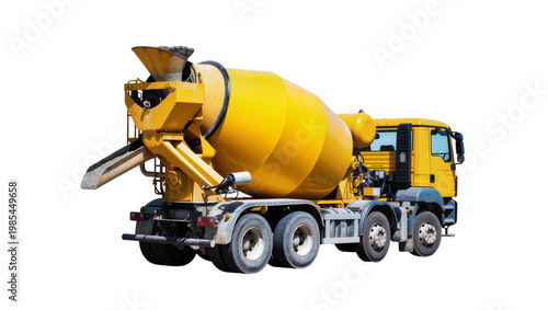 Canvastavla Yellow Concrete Mixer Truck with Gray Cement and Steel Components