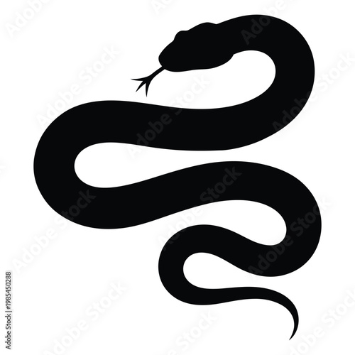 Snake Slithering Side View in Natural Habitat Vector, Silhouette, Illustration