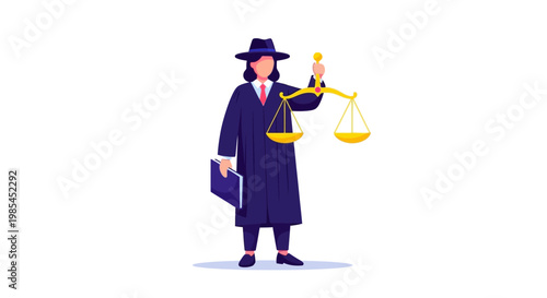 Illustration of a Judge Holding Scales of Justice.