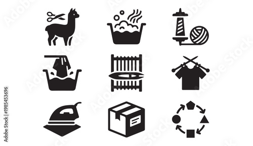 Icons for laundry crafts household chores with t shirt household scissors