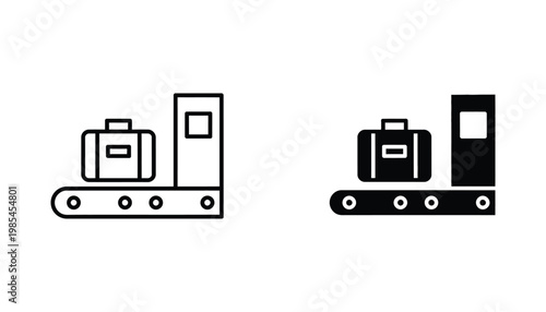 Baggage Claim Conveyor Belt Icon Security Scan Terminal Transportation