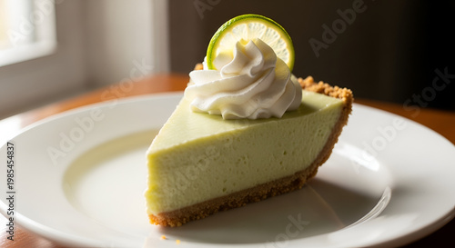 Delicious slice of key lime pie.