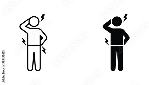 Pain icon person suffering hip discomfort healthcare medical symbol