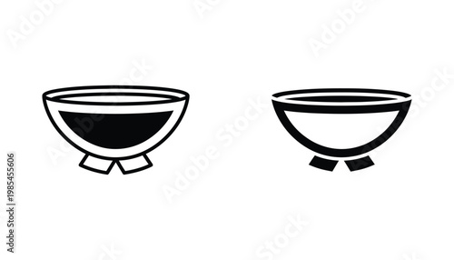 Bowl Icon Set Food Service Equipment Ceramic Style