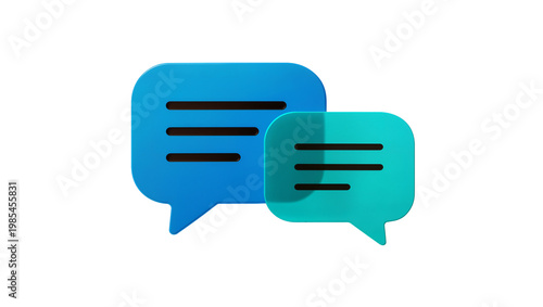 Blue Turquoise Speech Bubbles with Horizontal Lines