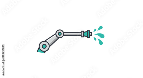 Robotic arm with water spray nozzle.