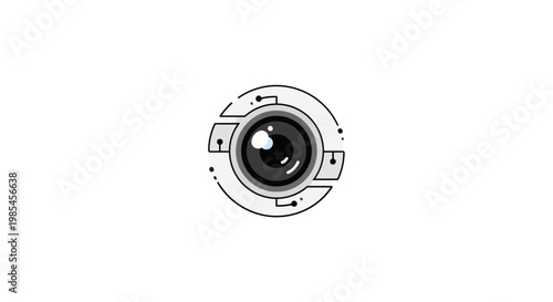 Camera lens with adjustment dials icon.