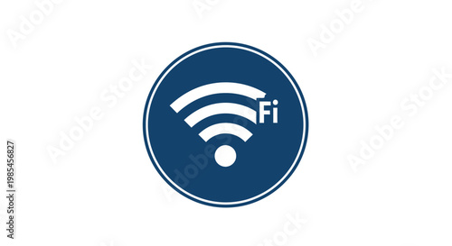 WiFi symbol on blue background.