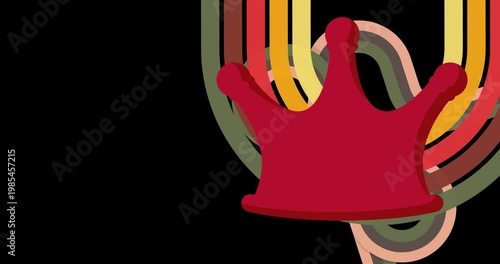 Retro 70s Background animation with Crown. Groovy Royal 1970s art video. Minimalistic Vintage design, old-fashioned color artwork.