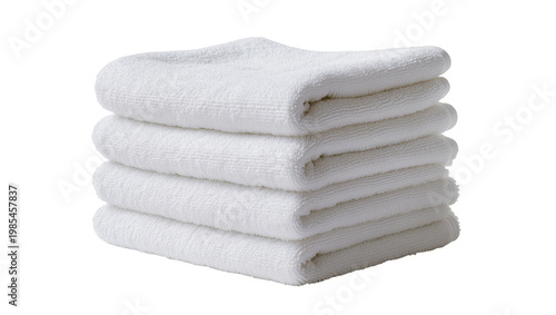 Photos Stacked fluffy white towels neatly folded in a pile