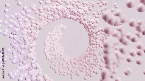 3D animation of a surface made of a large number of pink particles. Meditative abstract animation CG