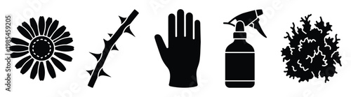 Essential gardening tools and plant elements collection for horticulture projects agriculture applications botanical illustrations and natural environment themes