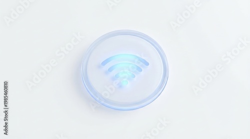 Minimal Blue WiFi Icon on White Button.
