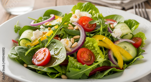 Fresh and healthy mixed green salad.
