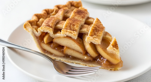 Delicious slice of apple pie dessert.