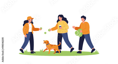 Family enjoying picnic outdoors with dog and drinks