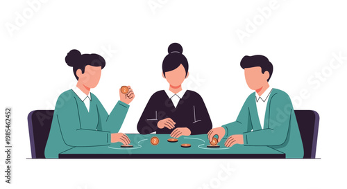 Business Meeting with Three Professionals Discussing Strategy