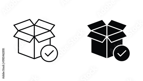 Box Delivered Approved Checkmark Icon Shipping Service Confirmation