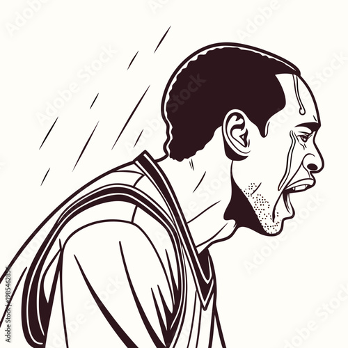 Sweaty Man, Athletic Illustration, Sports Vector, Fitness Design Element