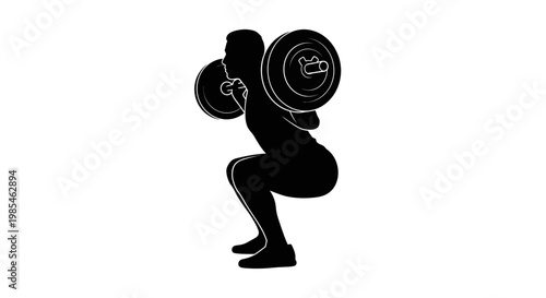 A strong athlete is depicted mid squat with a barbell showcasing impressive physical strength and dedication to fitness silhouette high quality professional detailed modern