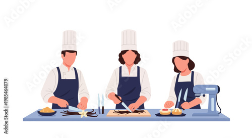 Professional Chefs Preparing Food in a Commercial Kitchen