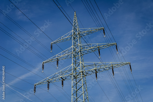 Hochspannungsfreileitungsmast für Strom - Energiekrise Deutschland