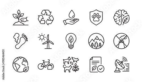 Collection of environmental protection and eco friendly sustainability line