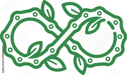 Sustainable cycling loop symbol with leaves Eco-friendly and renewable
