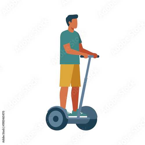 Man riding a self-balancing scooter
