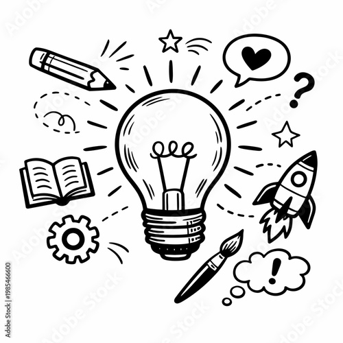 Hand Drawing Creative Lightbulb Vector Illustration