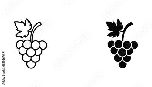 Grape Cluster Icon Symbol Agriculture Food Fruit Harvest