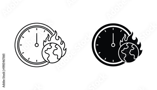 Clock Planet Fire Urgency Global Crisis Business Warning