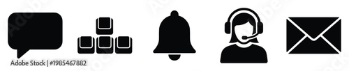 Digital communication and customer service icons for modern web interfaces and mobile applications providing essential user interaction symbols