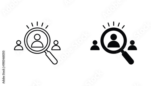 People Search Magnifying Glass Icon Business Strategy