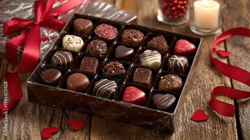 Assorted luxury chocolate pralines in elegant gift box