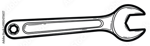 Spanner with both open end and box end for fastening and loosening nuts and bolts, useful for mechanic workshops or DIY home repair projects