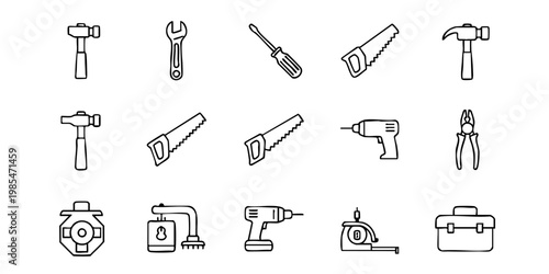A collection of various tools and equipment for industrial work on a plain background