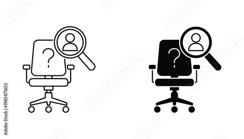 Job Search Question Mark Office Chair Magnifying Glass Hiring Concept