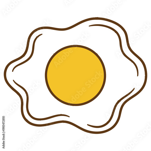 Fried Egg Icon with Sunny Side Up Design Isolated on a Plain White Background for Breakfast