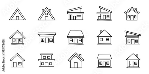 A collection of various house designs and illustrations are shown