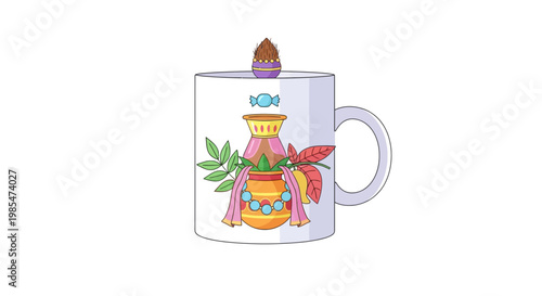 Colorful ceramic tea coffee mug.