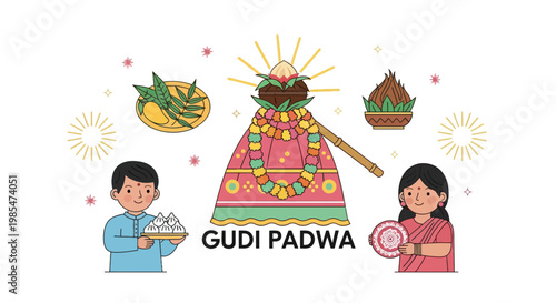 Traditional Indian Festival Gudi Padwa Celebration.
